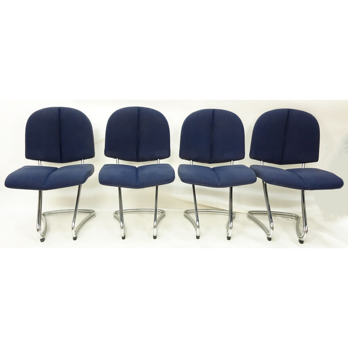 Four (4) Modern Chrome and Upholstered Chairs