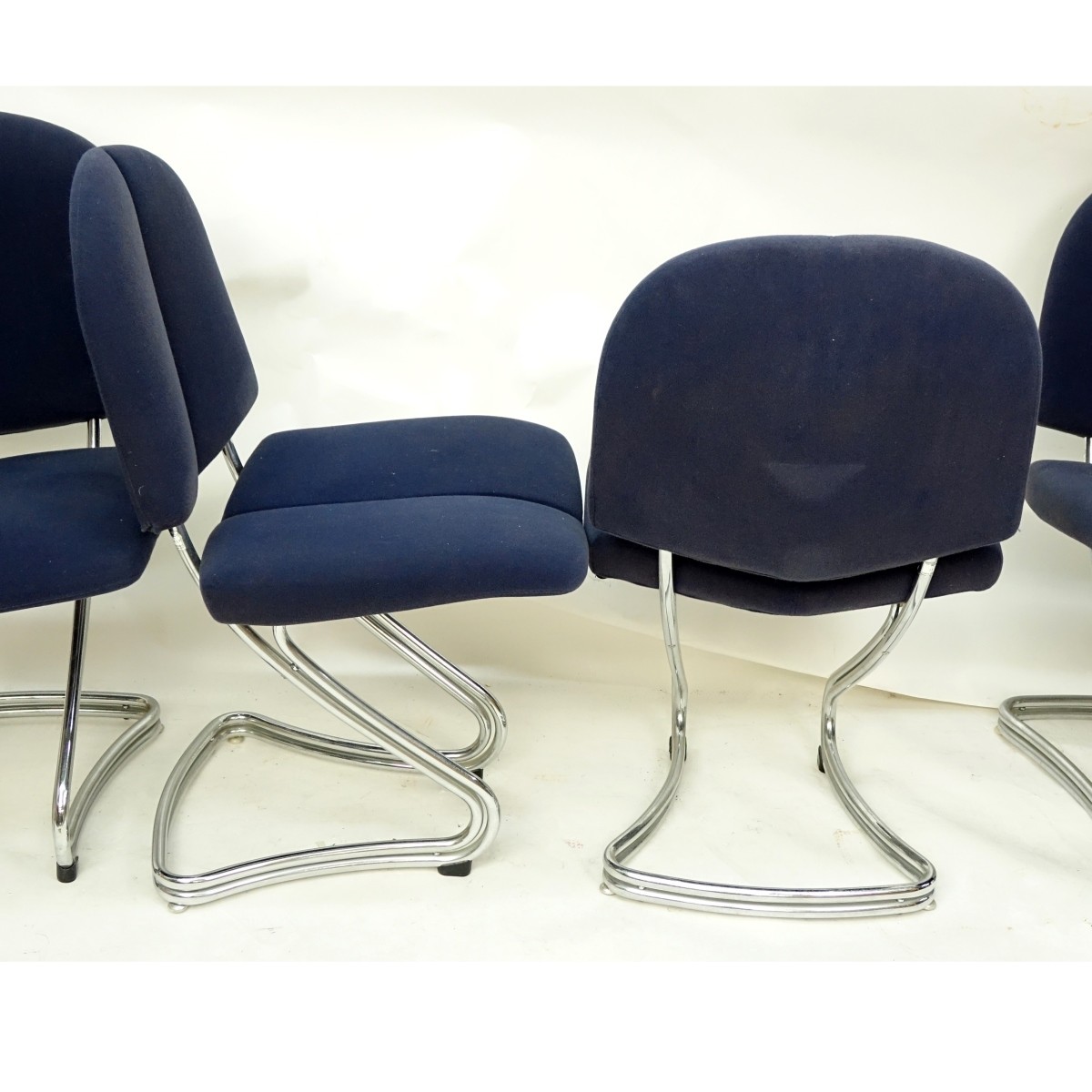 Four (4) Modern Chrome and Upholstered Chairs