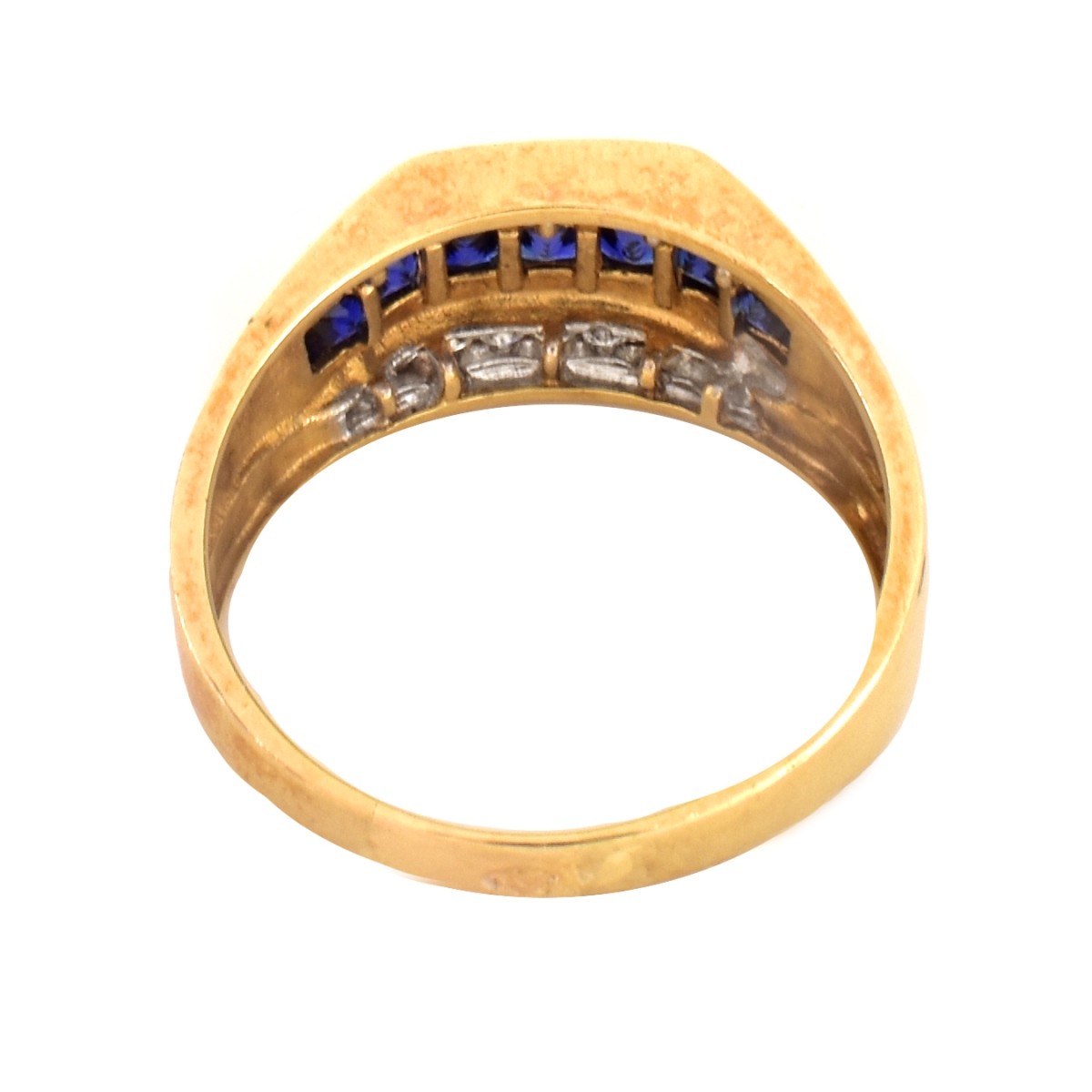 Man's Diamond, Sapphire and 10K Gold Ring