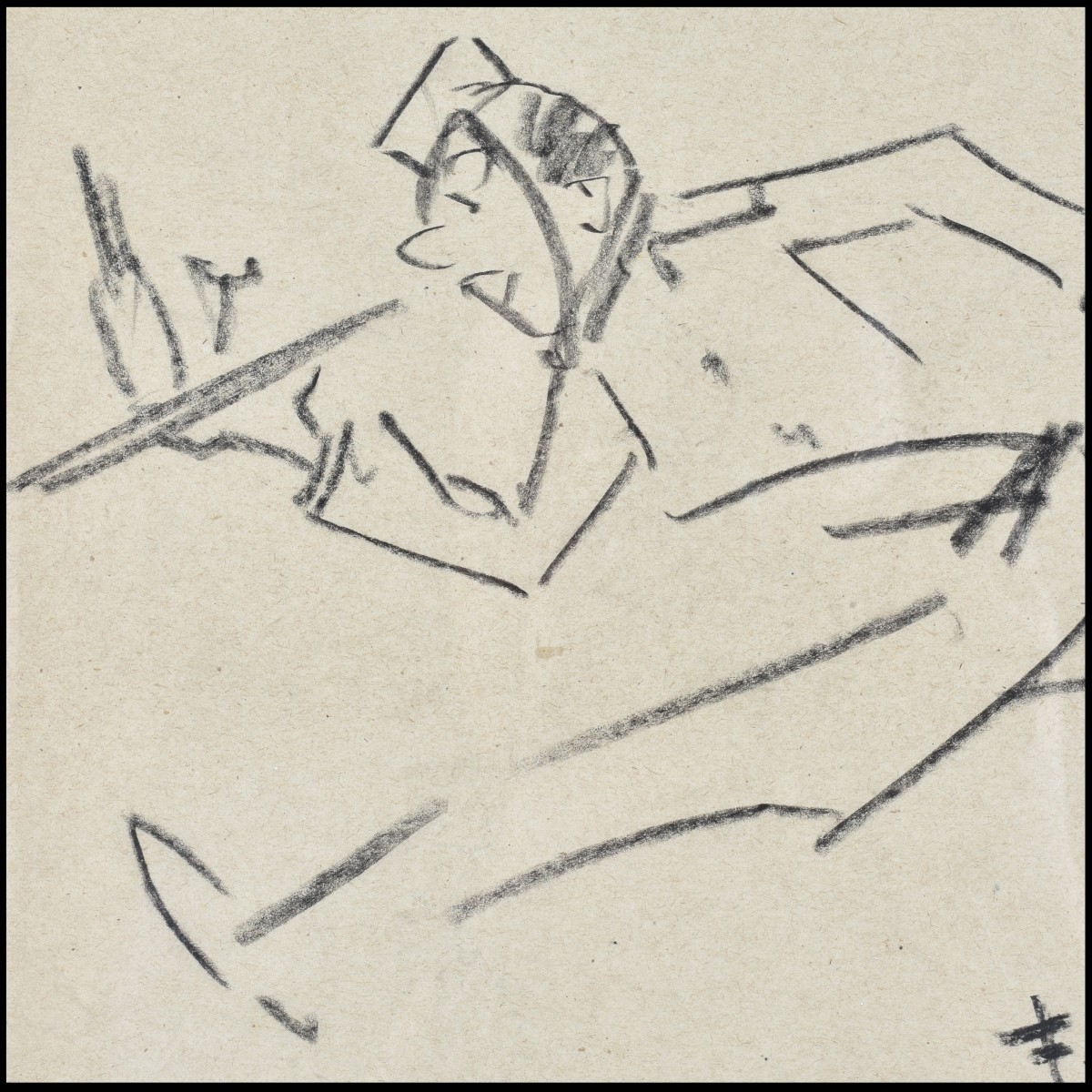 Attributed to Fortunato Depero Charcoal Sketch