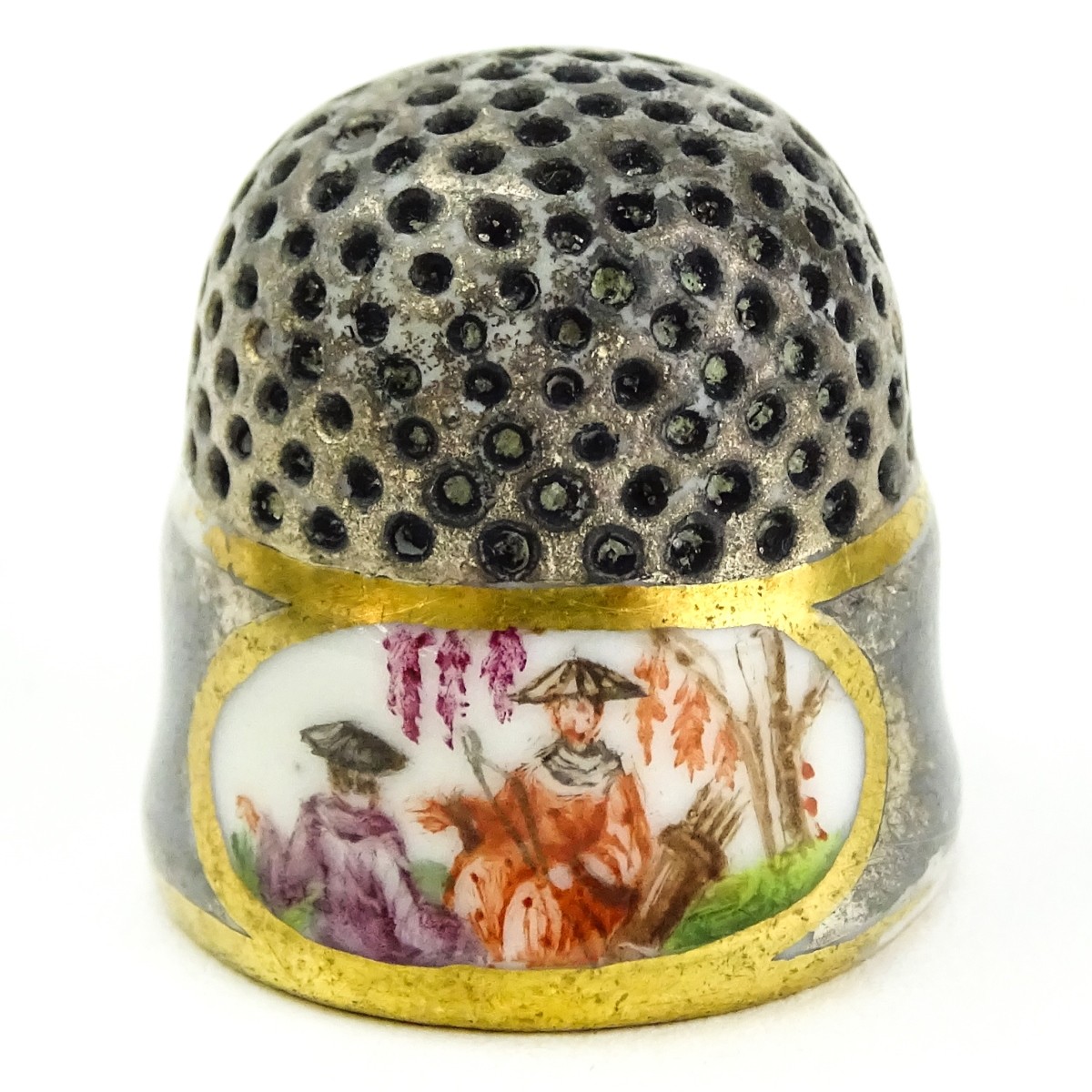Mid 18C Meissen Porcelain Thimble & Oriental Fig.