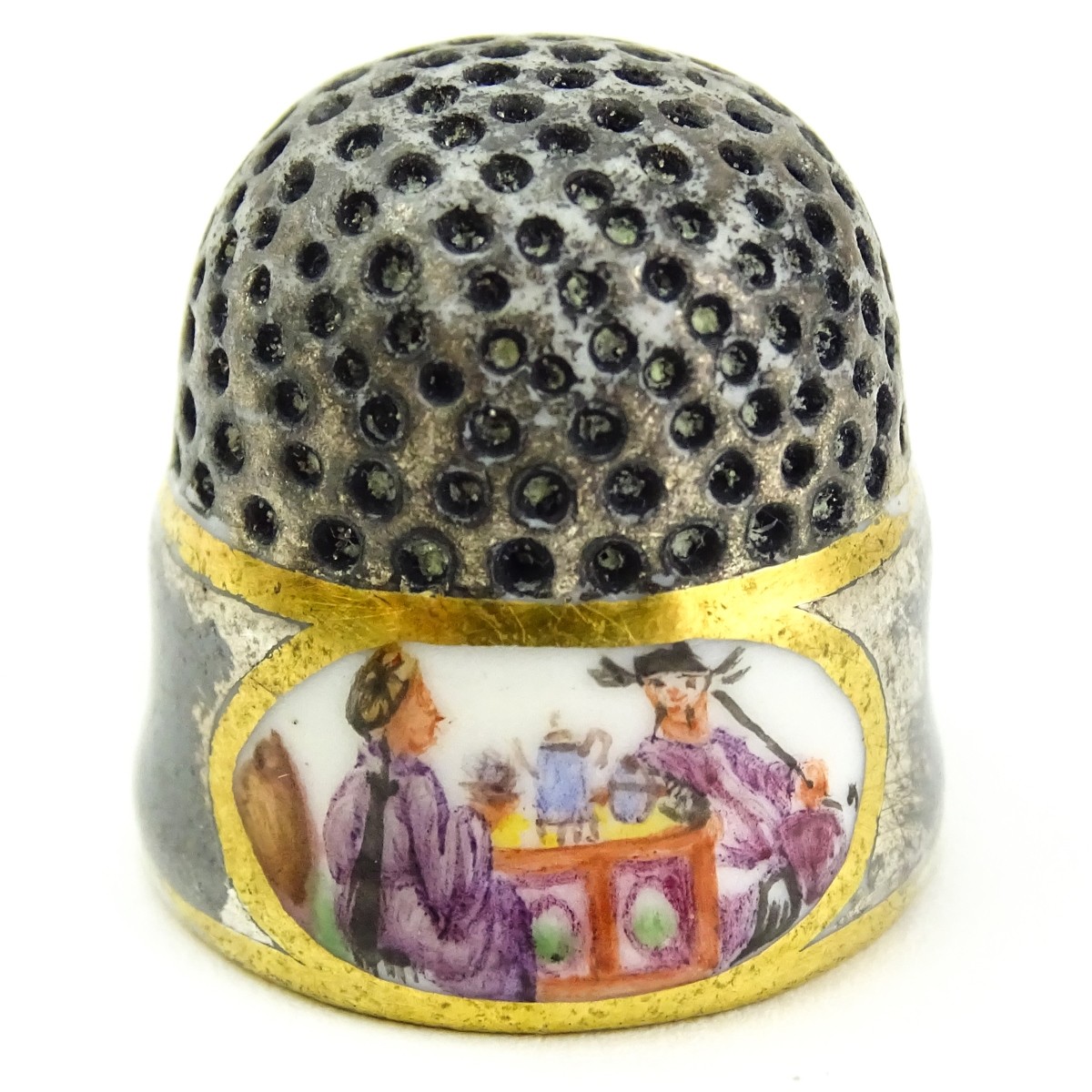 Mid 18C Meissen Porcelain Thimble & Oriental Fig.