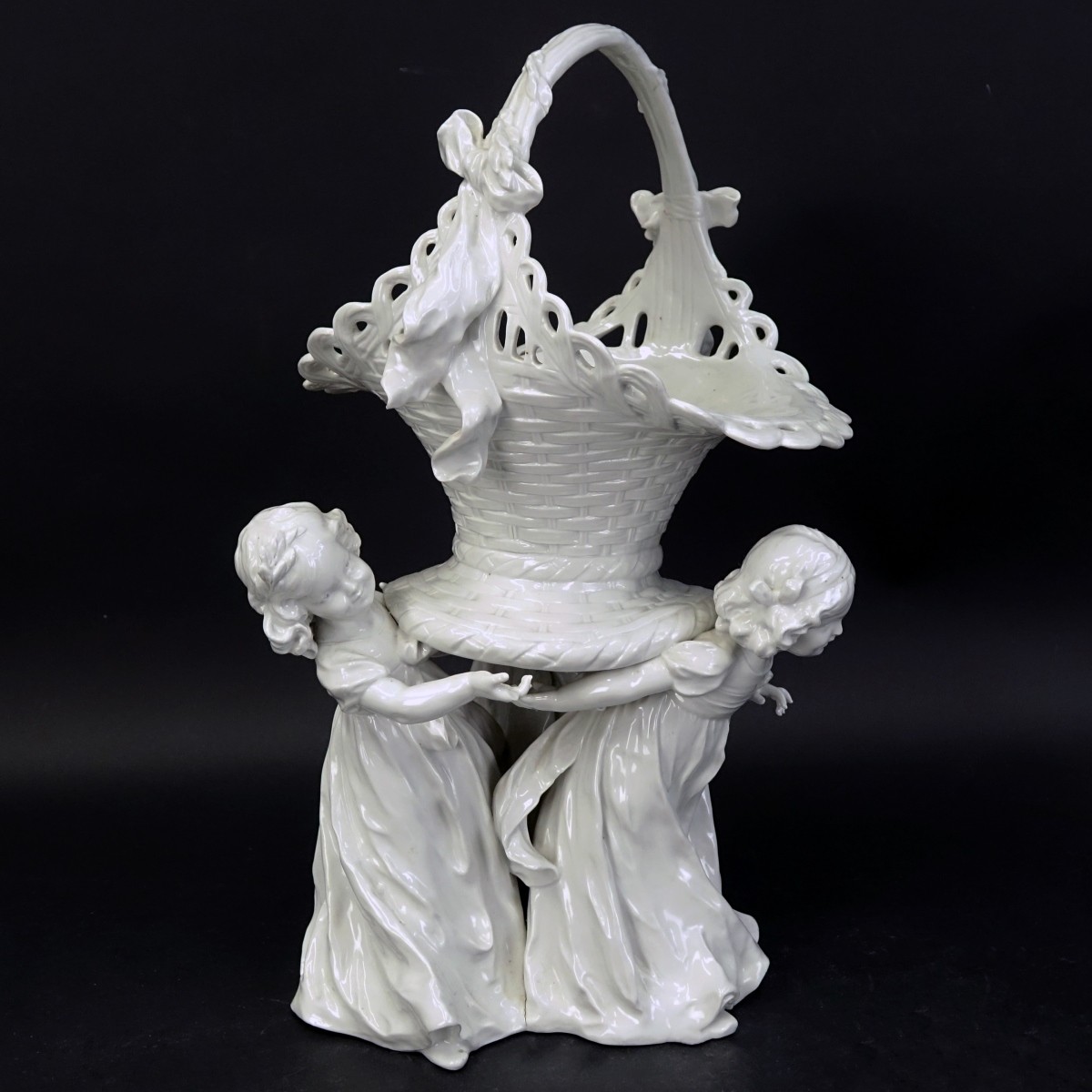 German Porcelain Figural Basket Centerpiece