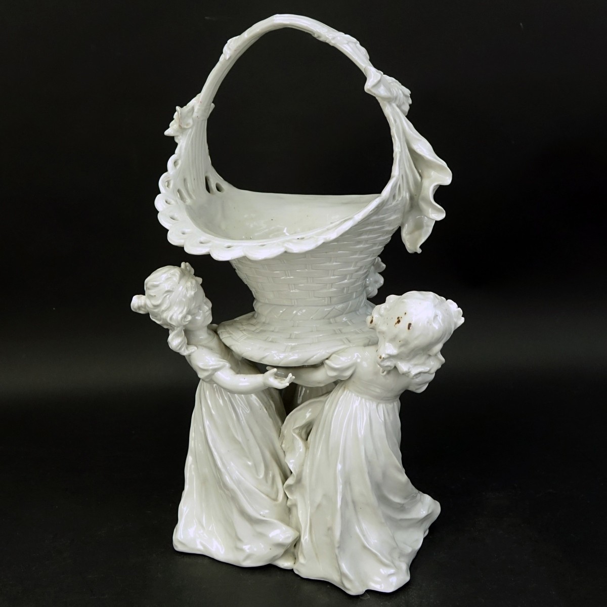 German Porcelain Figural Basket Centerpiece