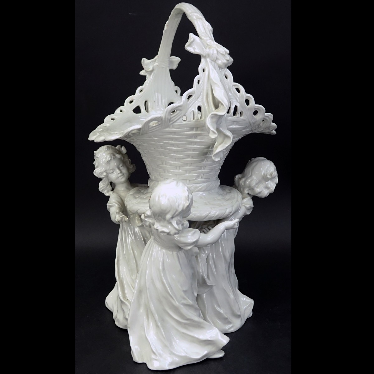 German Porcelain Figural Basket Centerpiece