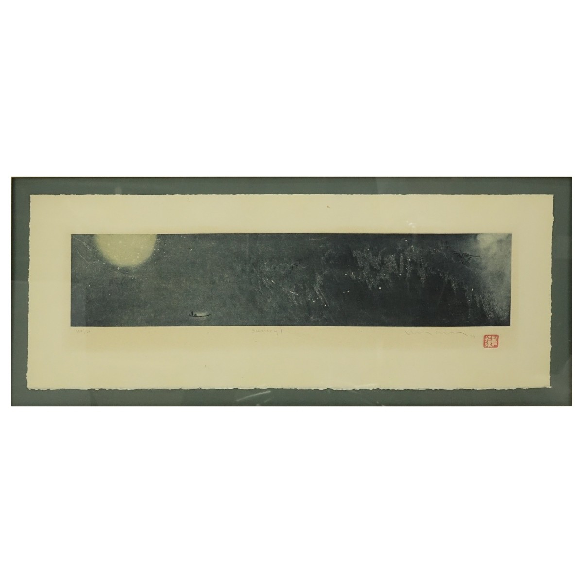 20th Century Japanese Colored Etching "Scenery I"