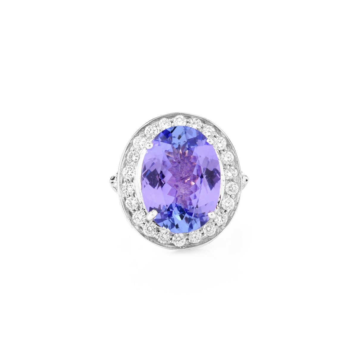 AIGL Cert. 7.0Ct Oval Cut Tanzanite .70 Ct Diamond