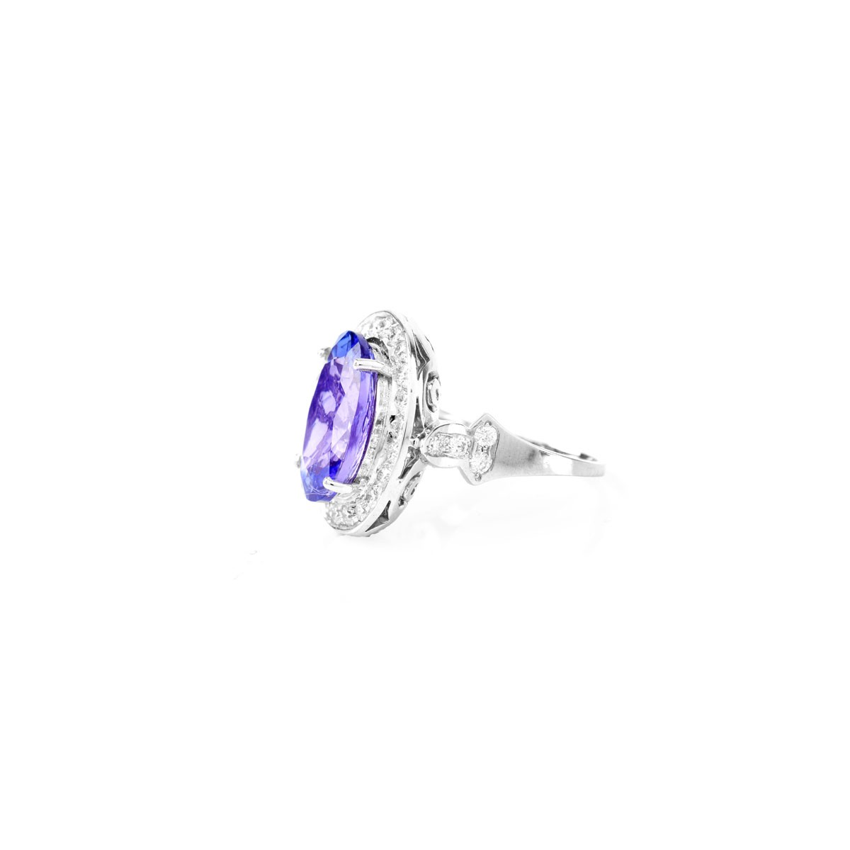 AIGL Cert. 7.0Ct Oval Cut Tanzanite .70 Ct Diamond