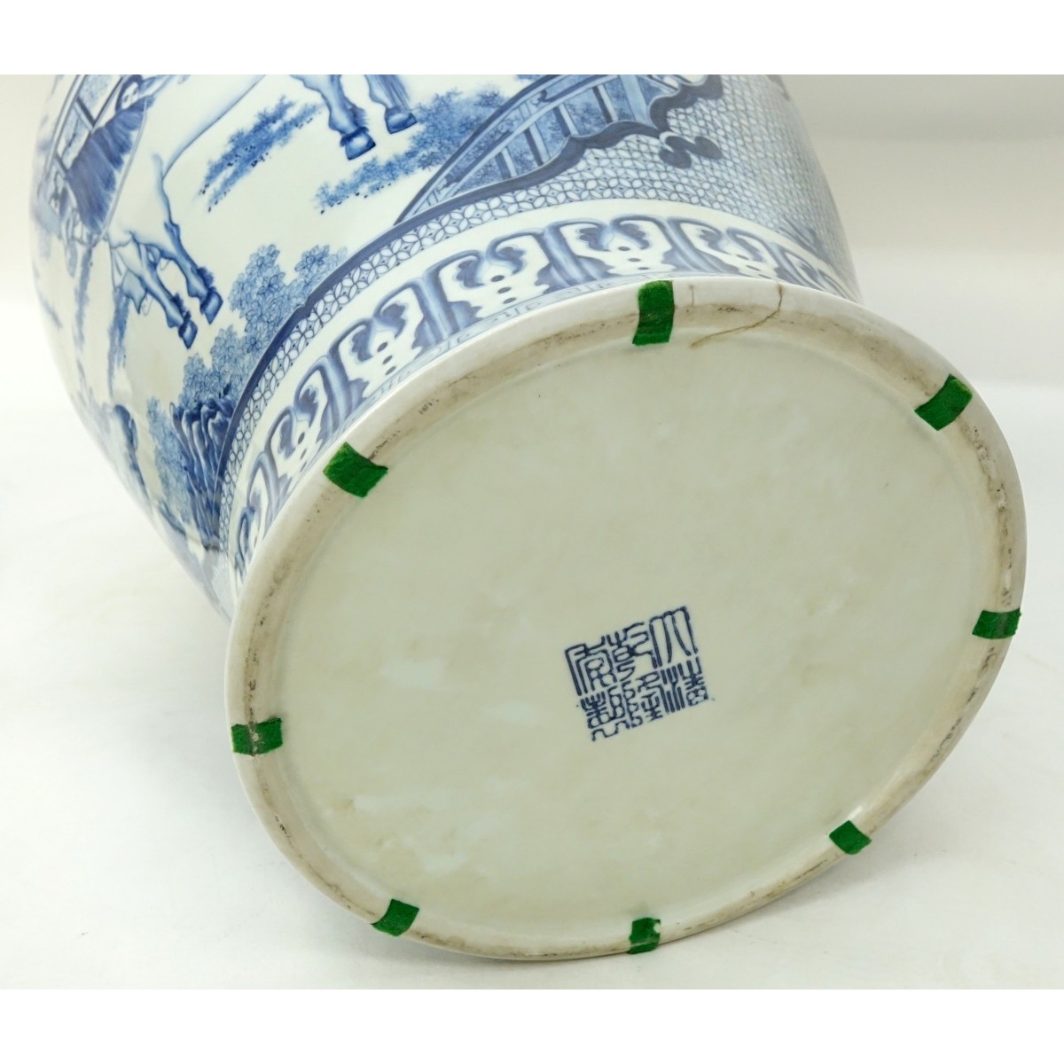 Lg Mid Century Chinese Blue & White Porcelain Urn