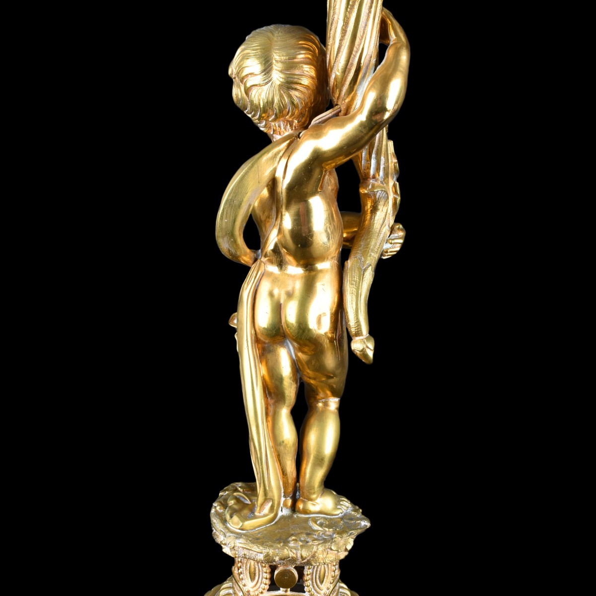 20th Century Gilt Bronze Putti Figural Lamp