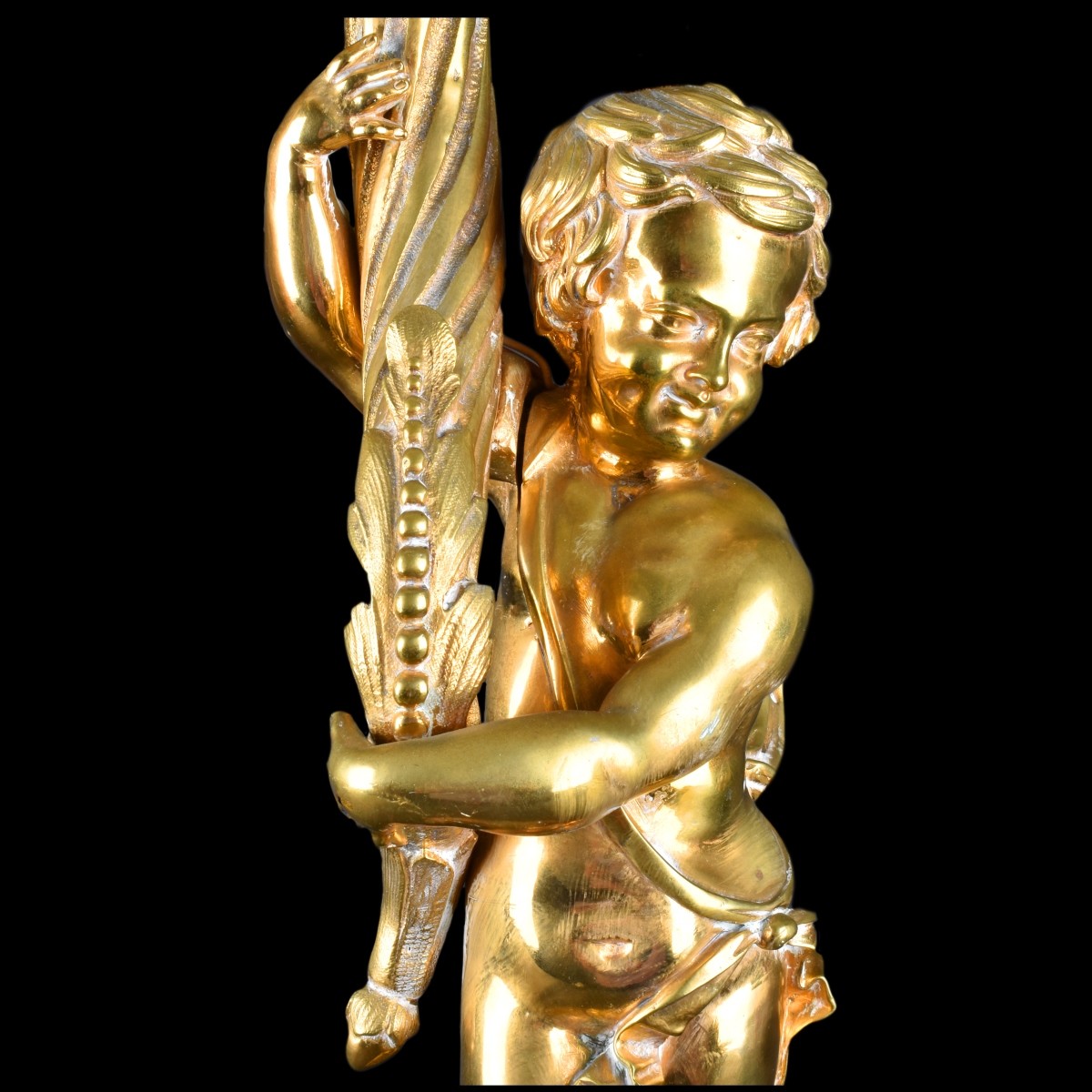 20th Century Gilt Bronze Putti Figural Lamp