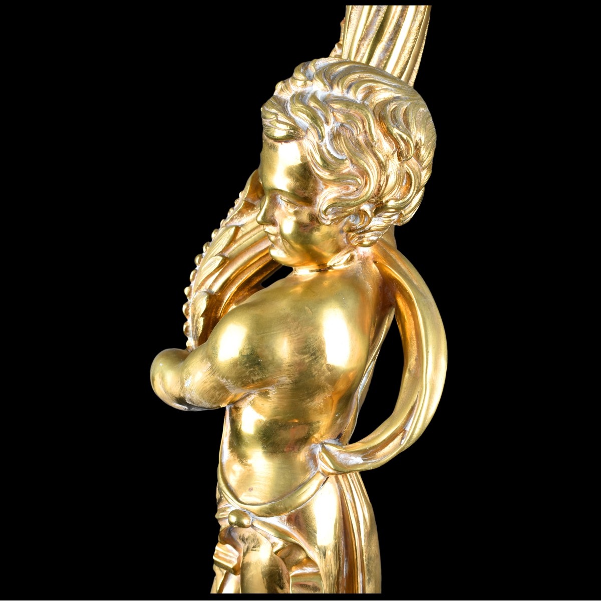 20th Century Gilt Bronze Putti Figural Lamp