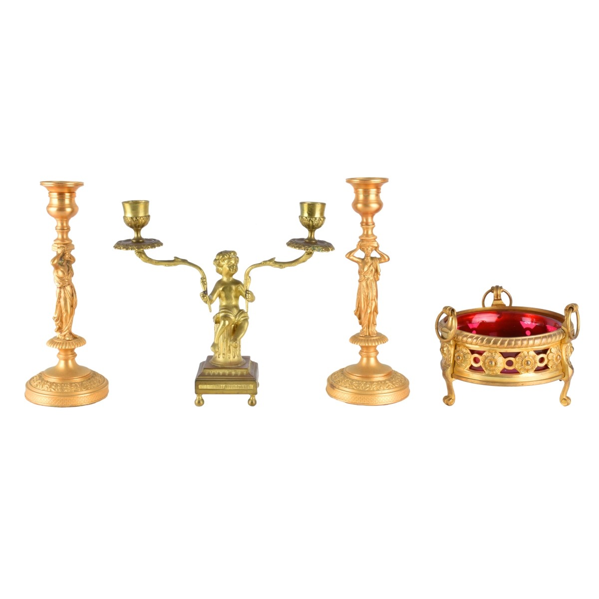 Four (4) Antique Gilt Bronze Tableware