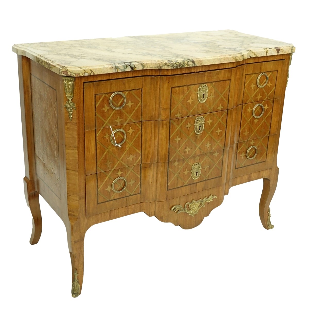 French Provincial Marble Top Chest of Drawers