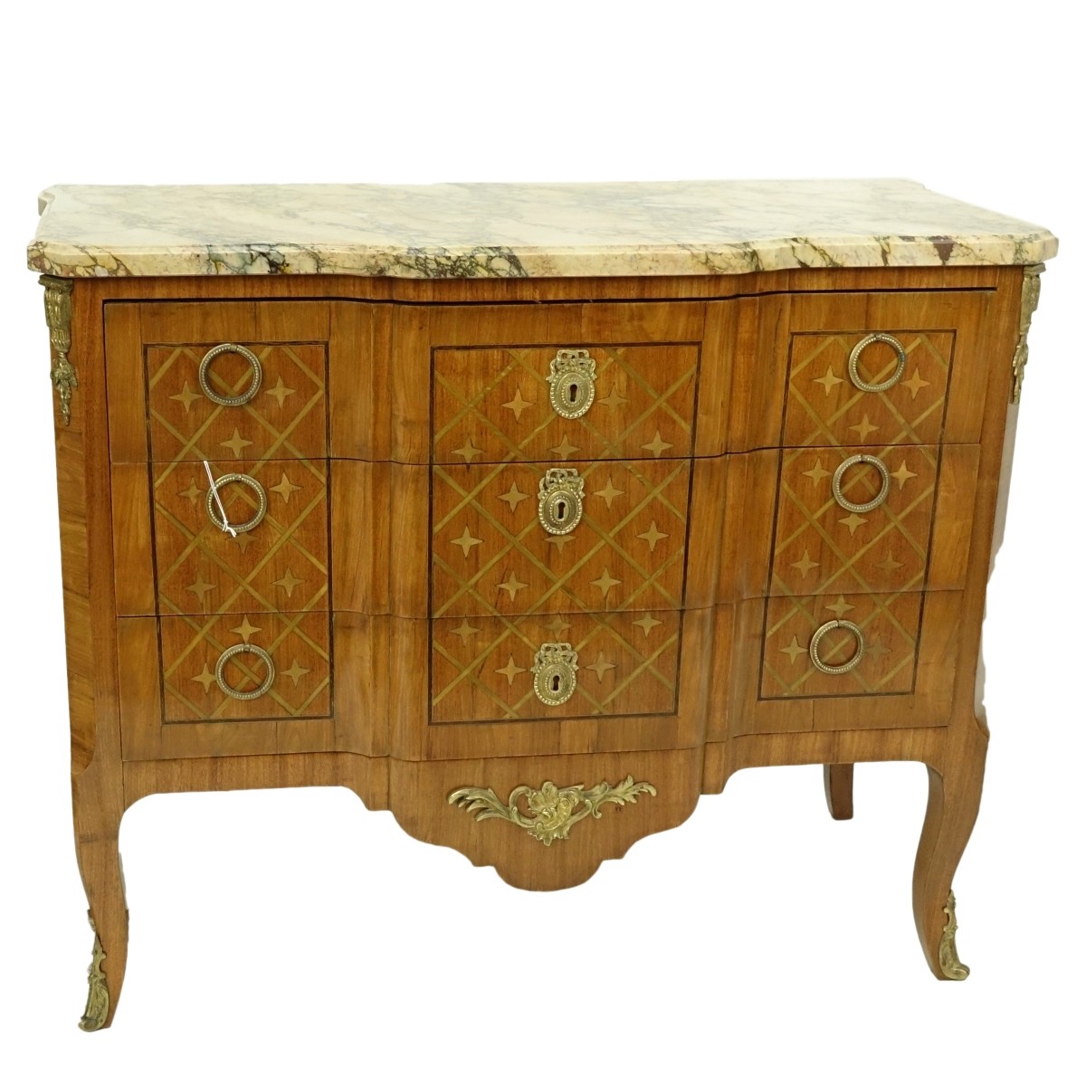 French Provincial Marble Top Chest of Drawers