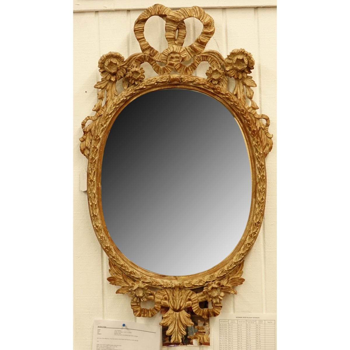 Louis XVI Style Gilt Carved Oval Mirror