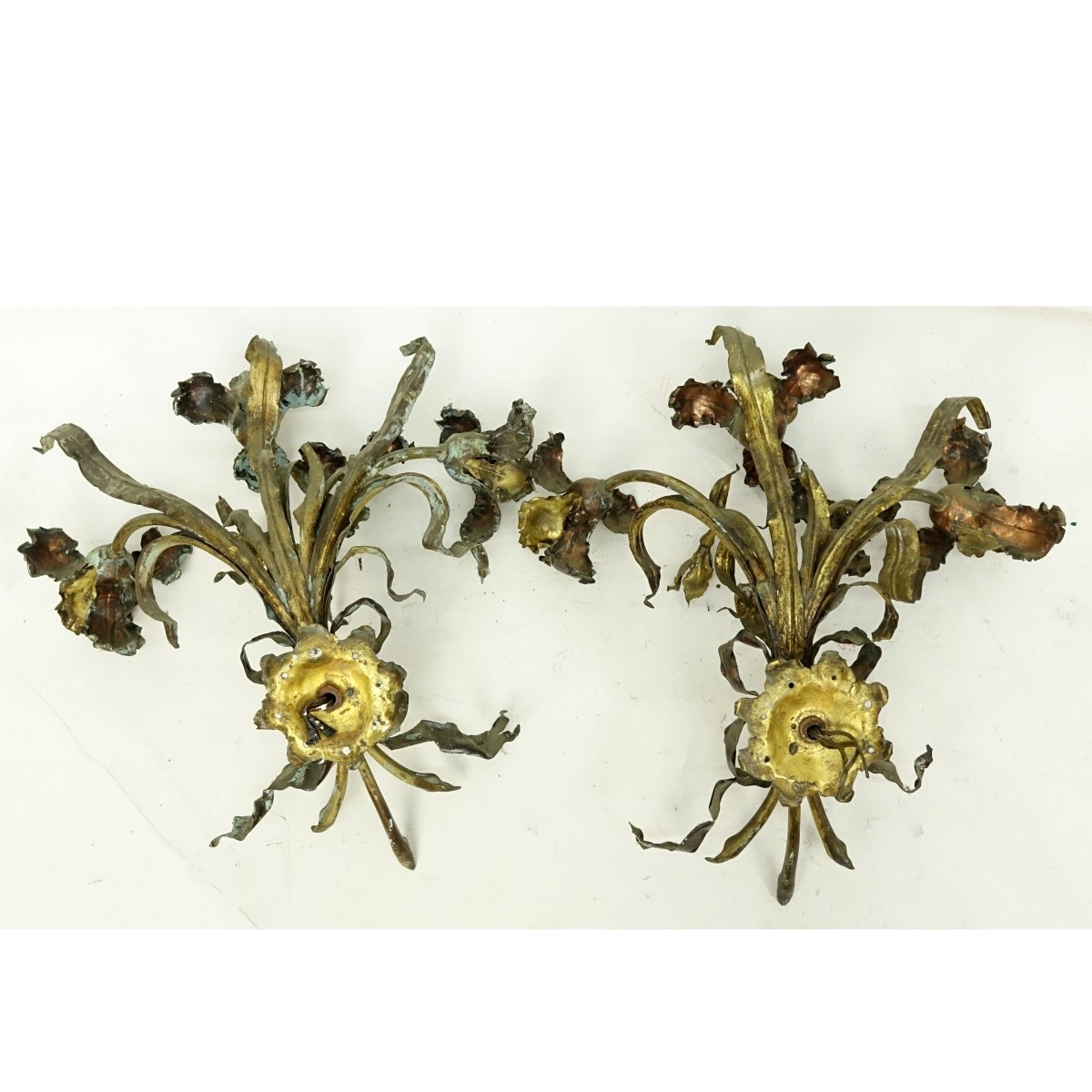 Pair Brass Sconces