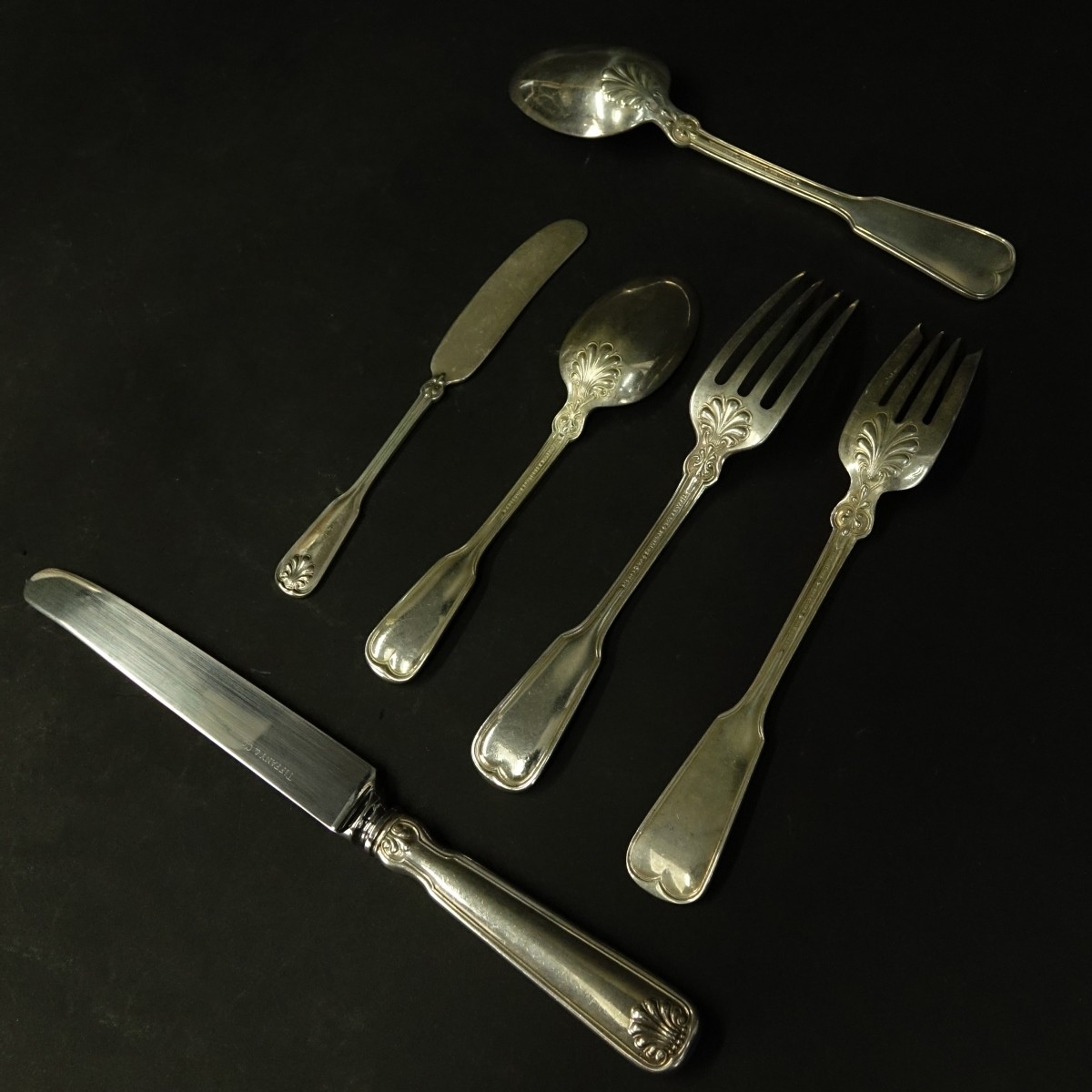 72 Pieces Tiffany Shell & Thread Flatware