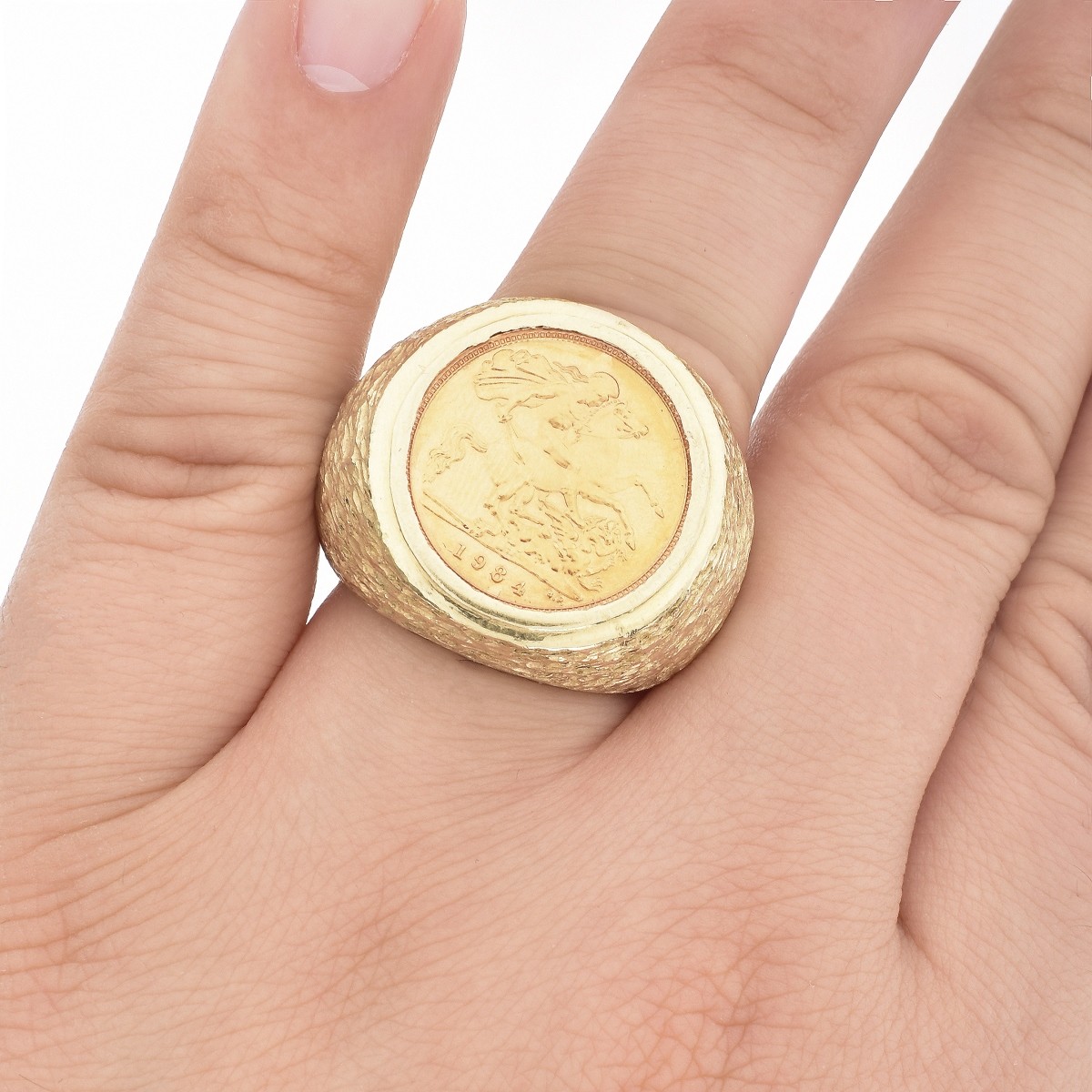 Man's Gold Sovereign Coin Ring