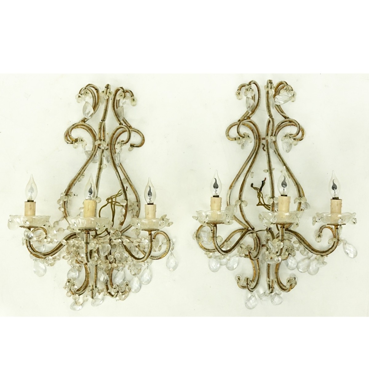 Pair Beaded Sconces