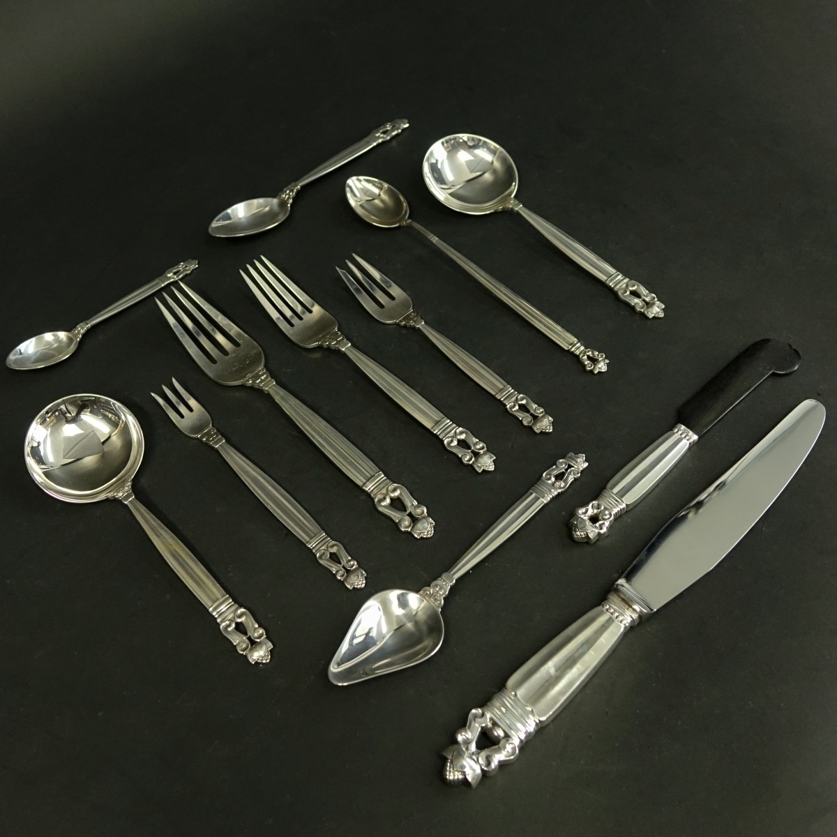 109 Pieces Georg Jensen Acorn Flatware