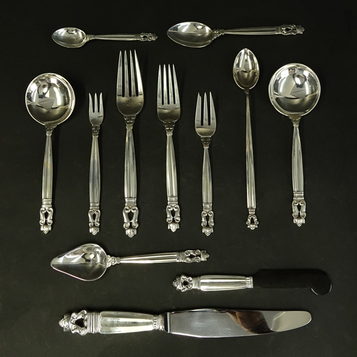 109 Pieces Georg Jensen Acorn Flatware