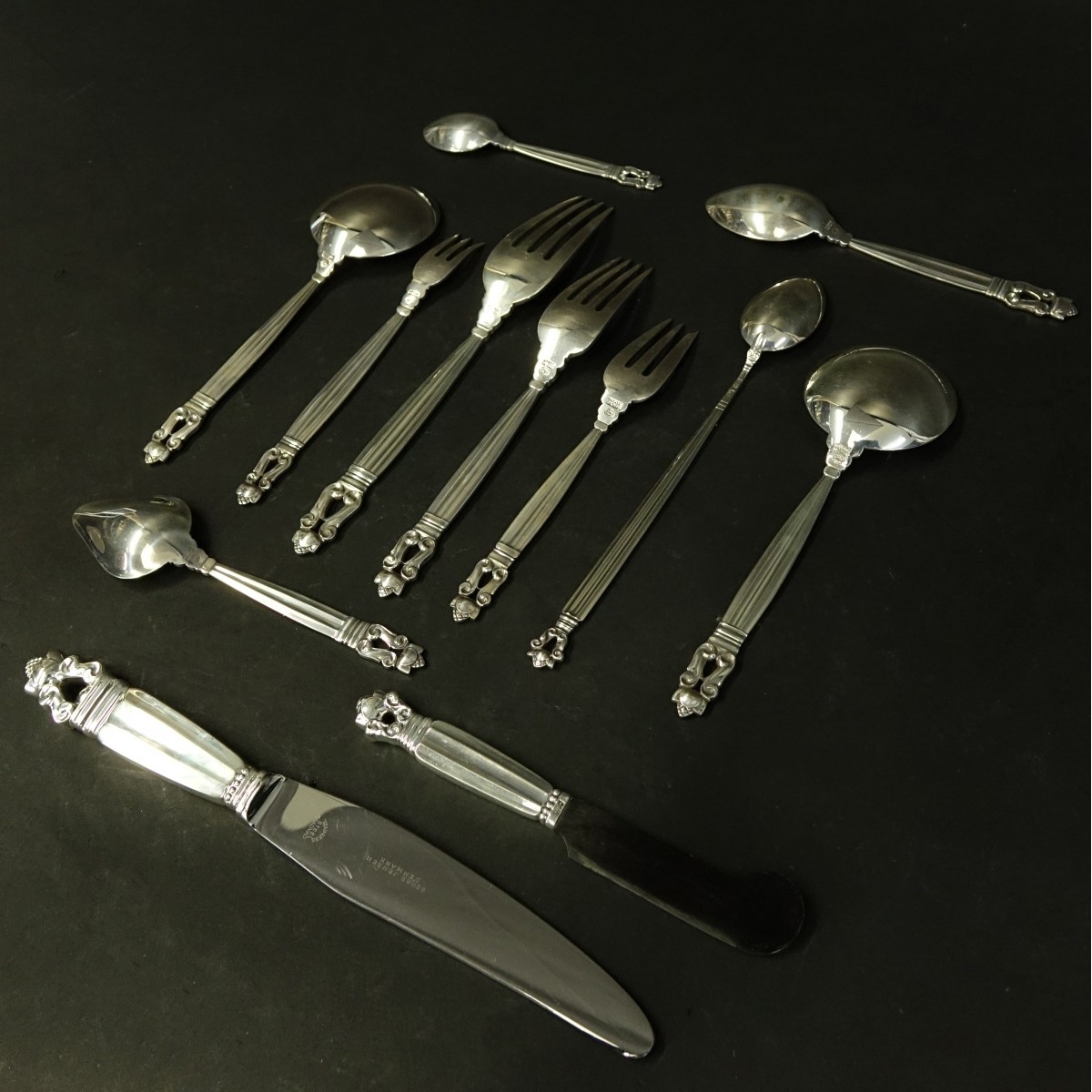 109 Pieces Georg Jensen Acorn Flatware