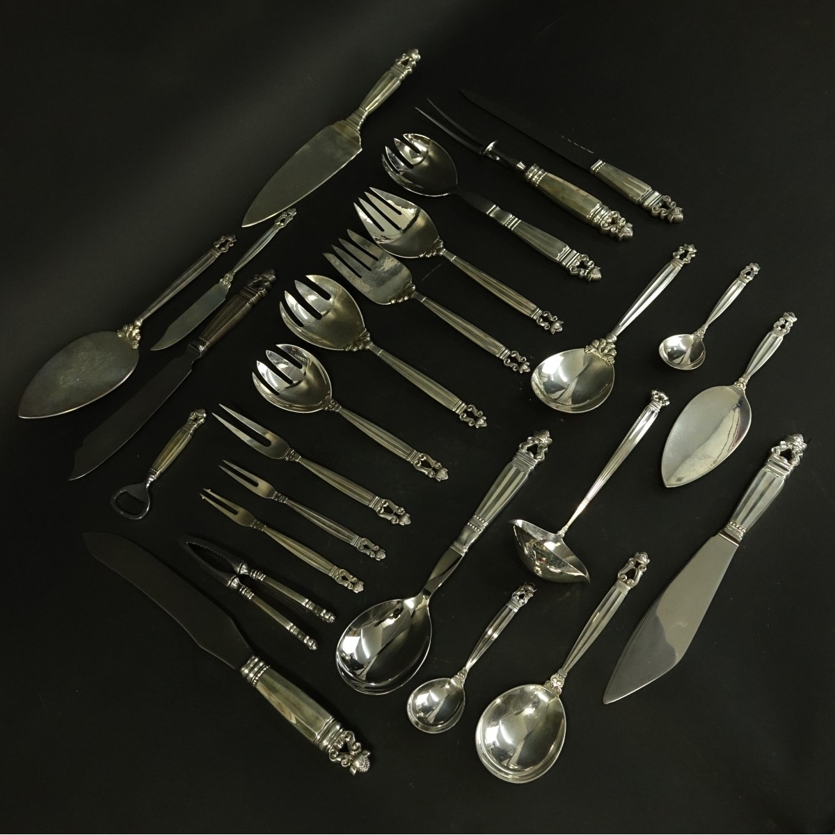 42 Pieces Georg Jensen Acorn Flatware