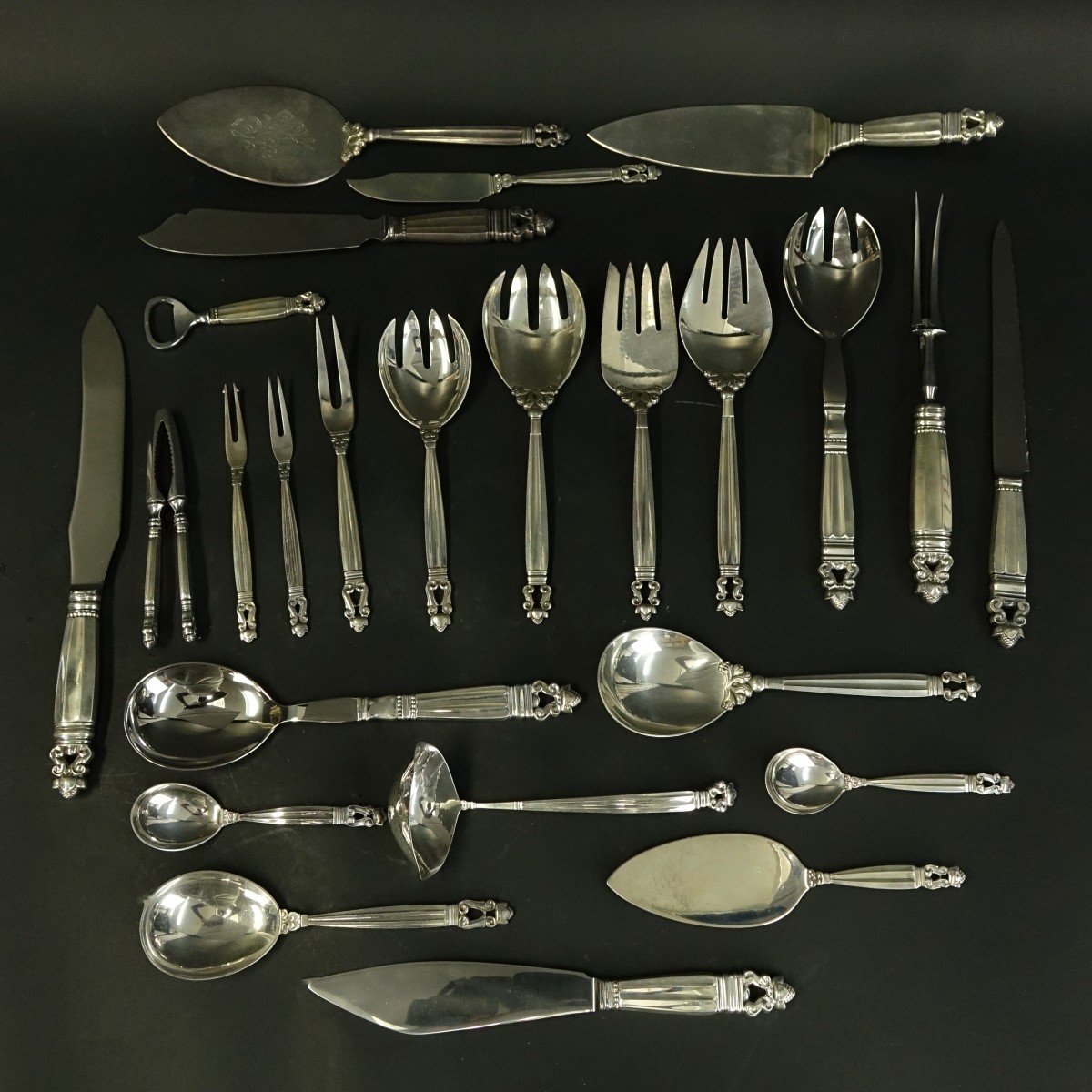 42 Pieces Georg Jensen Acorn Flatware