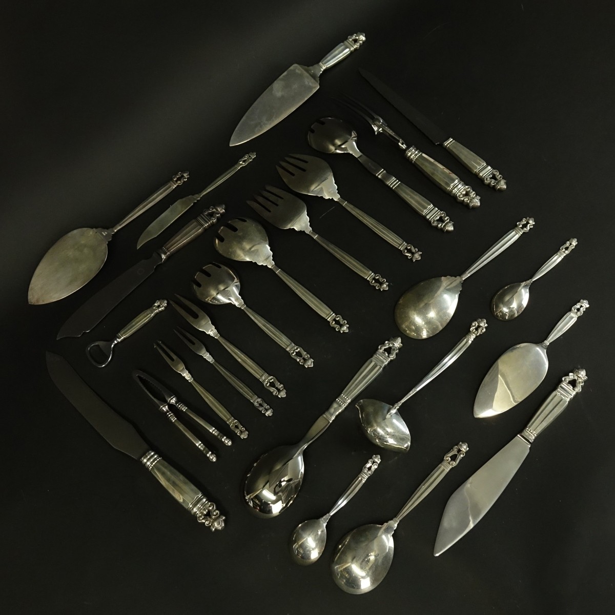 42 Pieces Georg Jensen Acorn Flatware