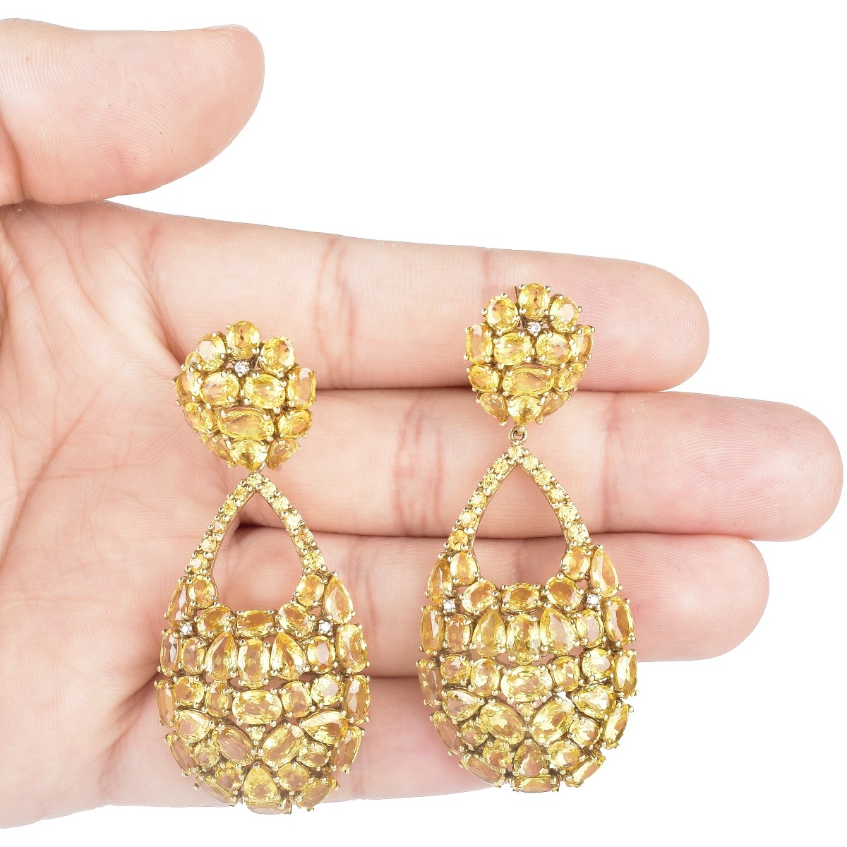 48.0ct Yellow Sapphire and 18K Gold Earrings