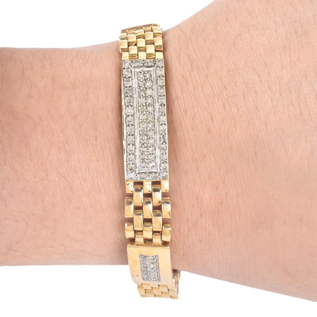 Man's Diamond and 14K Gold Bracelet