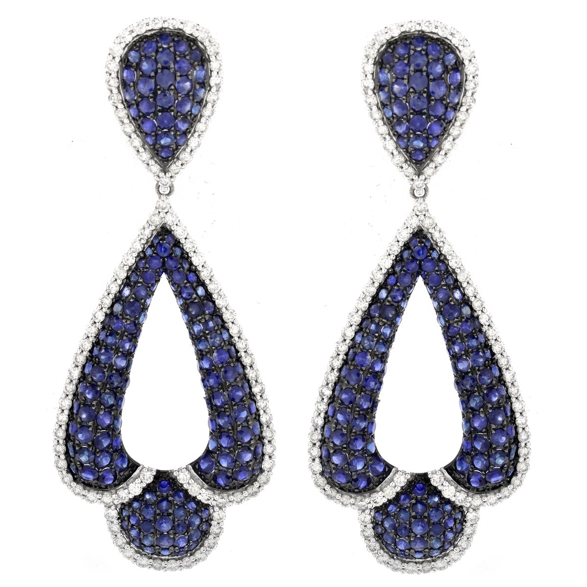 Sapphire, Diamond and 18K Gold Earrings