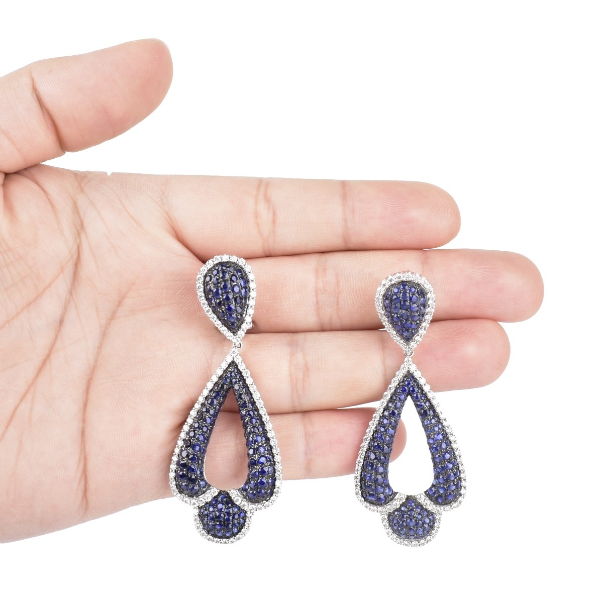 Sapphire, Diamond and 18K Gold Earrings