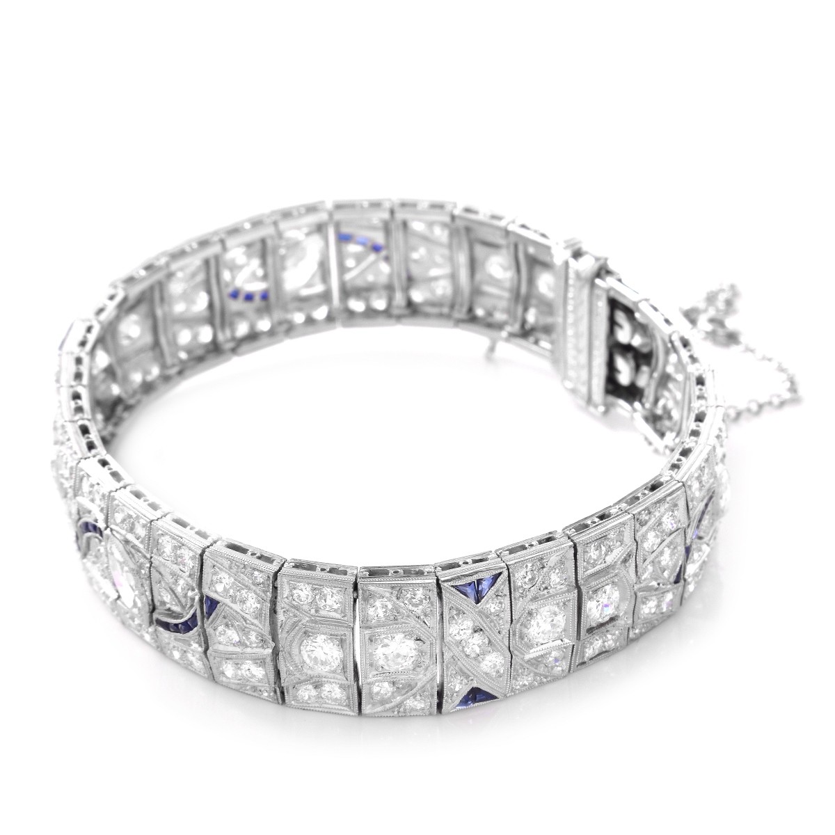 Art Deco 7.75 Carat Diamond and Platinum Bracelet