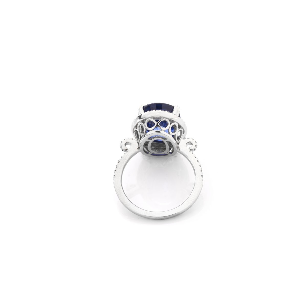 Oval Cut Sapphire, Diamond &14 Kt White Gold Ring