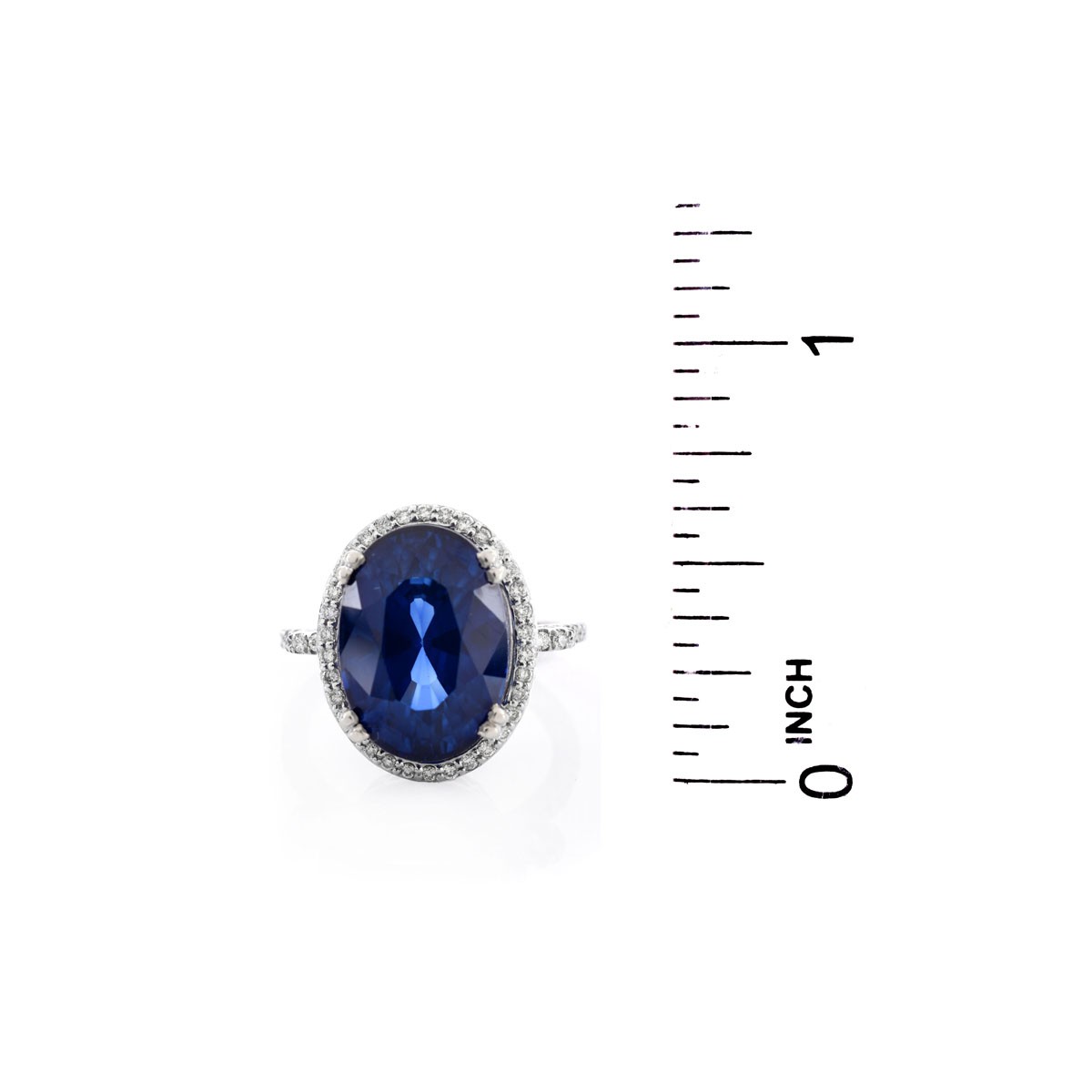 Oval Cut Sapphire, Diamond &14 Kt White Gold Ring