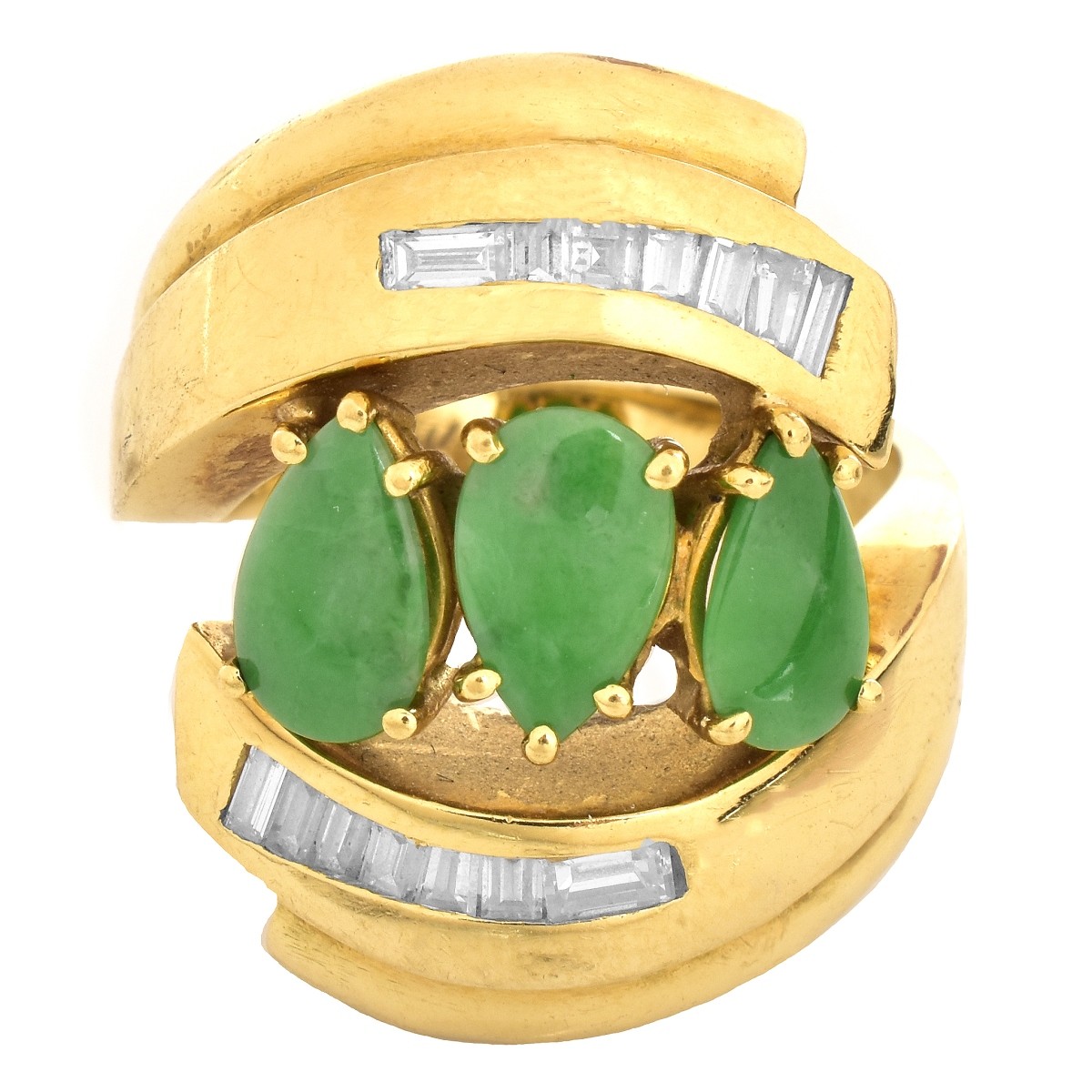 Vintage Jade, Diamond and 18K Gold Ring