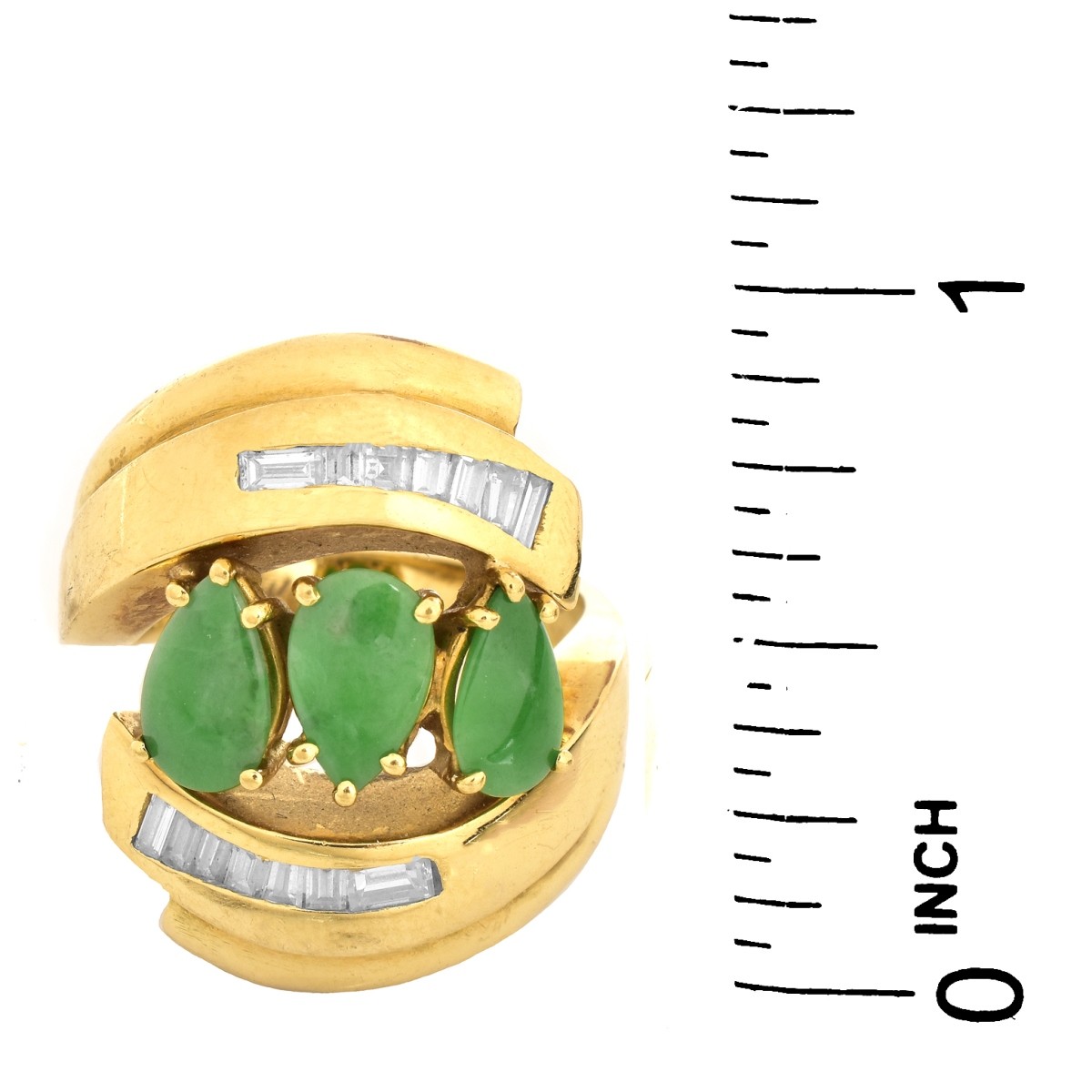 Vintage Jade, Diamond and 18K Gold Ring