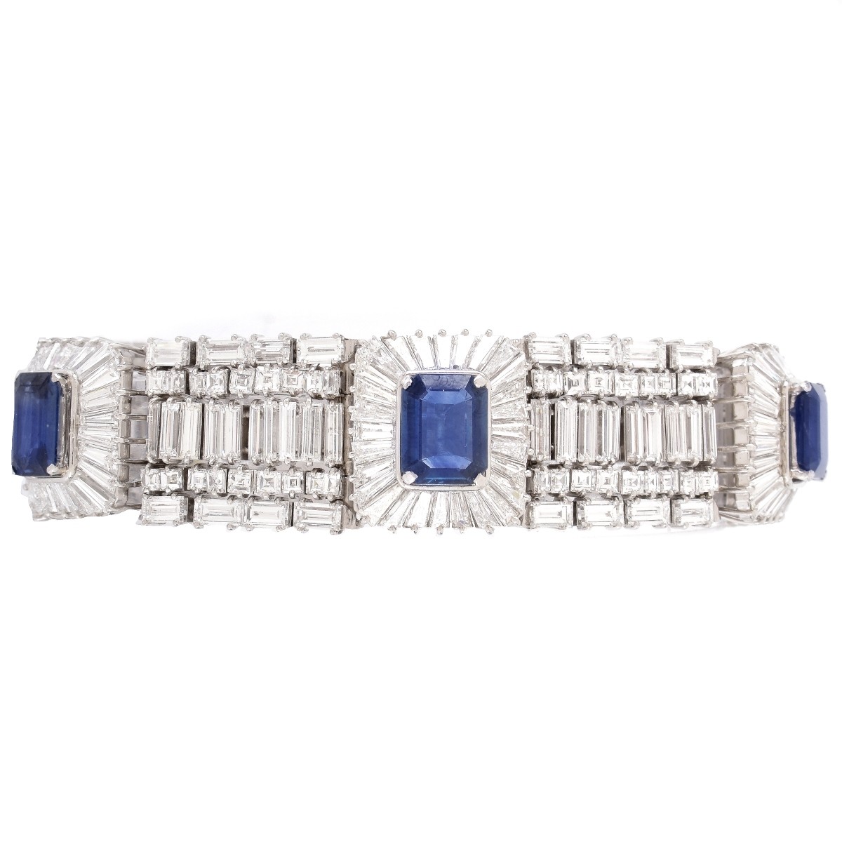 42.00ct Diamond, Sapphire and Platinum Bracelet