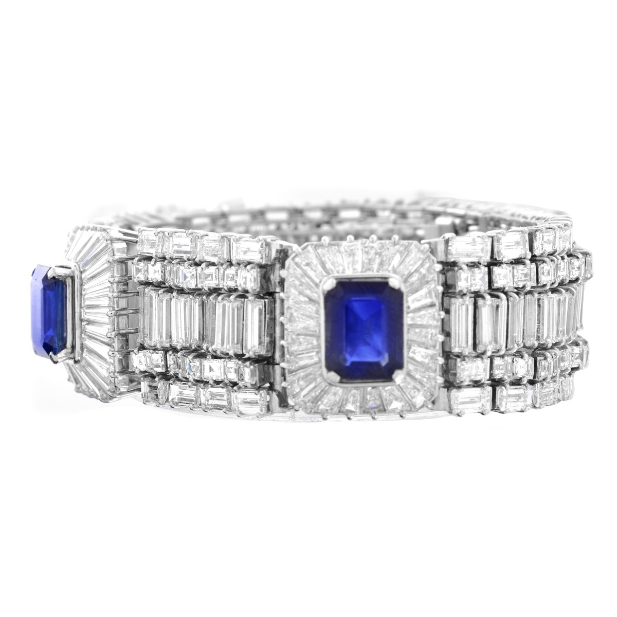 42.00ct Diamond, Sapphire and Platinum Bracelet