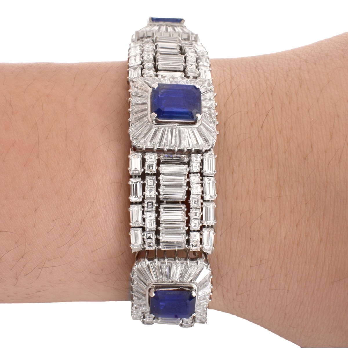 42.00ct Diamond, Sapphire and Platinum Bracelet