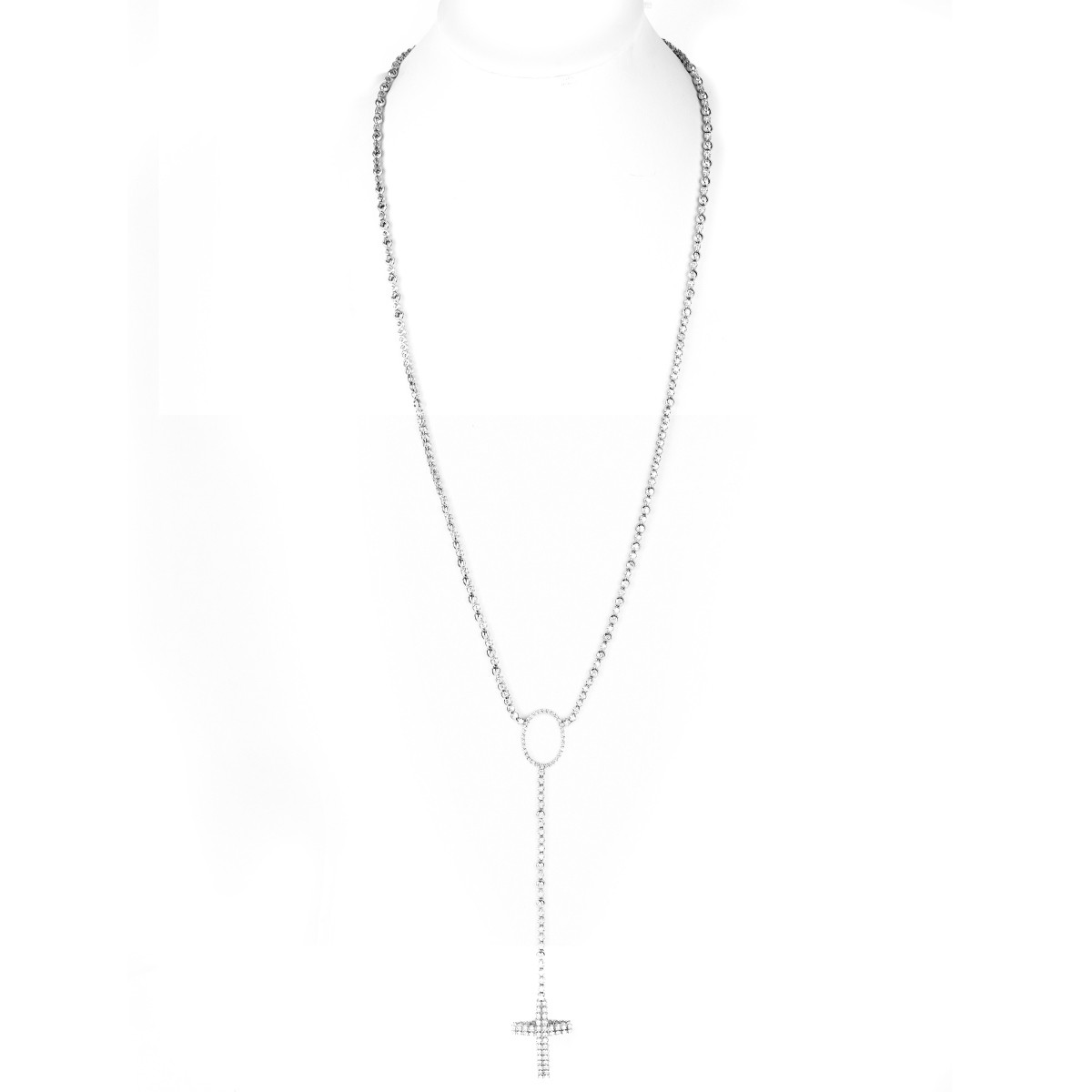 12.75ct Diamond and 18K Gold Cross Necklace