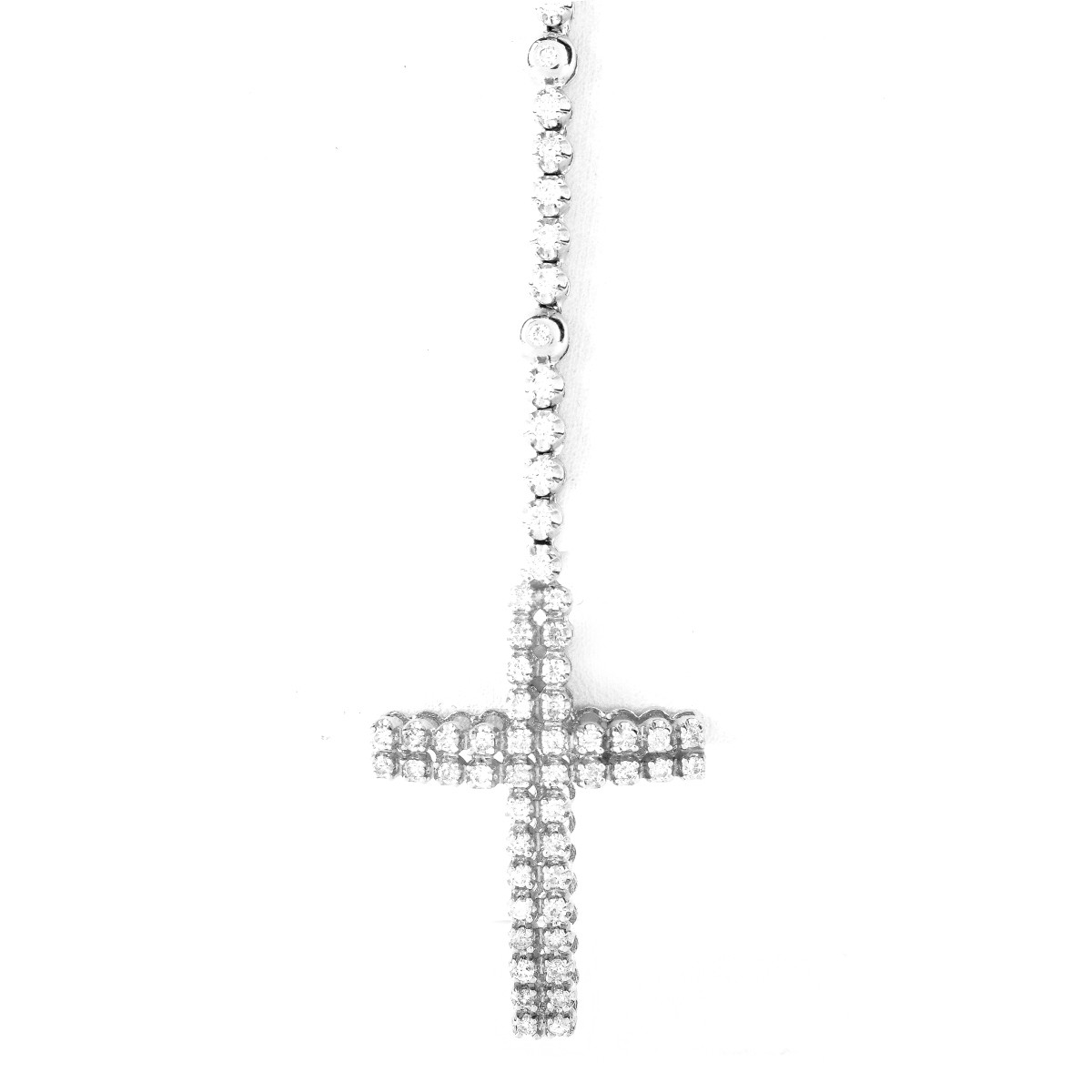 12.75ct Diamond and 18K Gold Cross Necklace