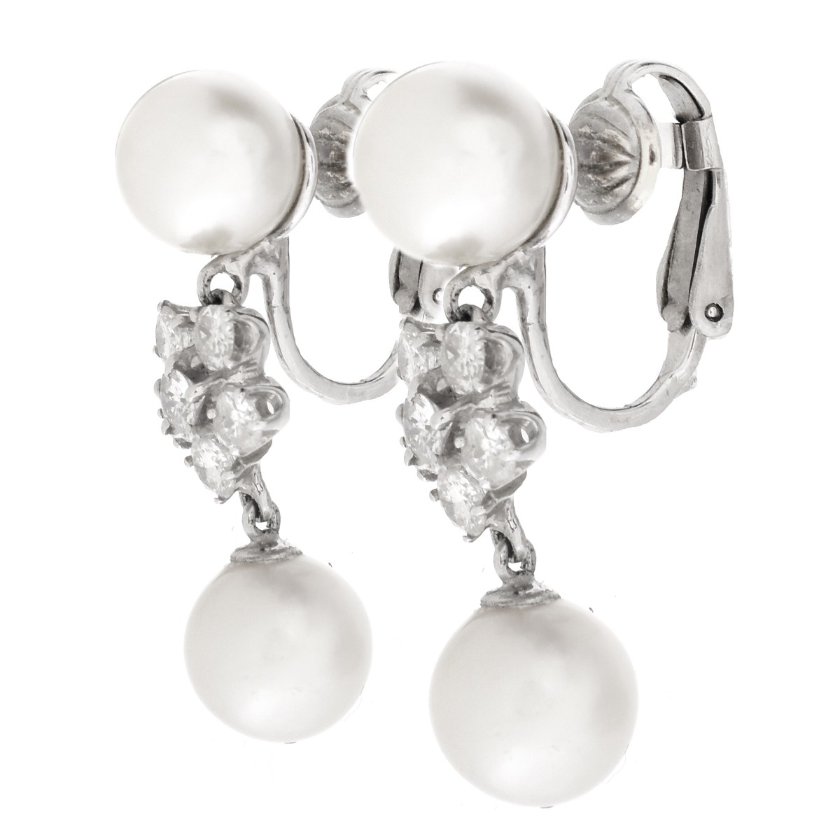 Vintage Pearl and Diamond Earrings