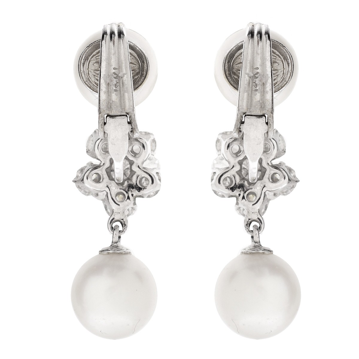 Vintage Pearl and Diamond Earrings