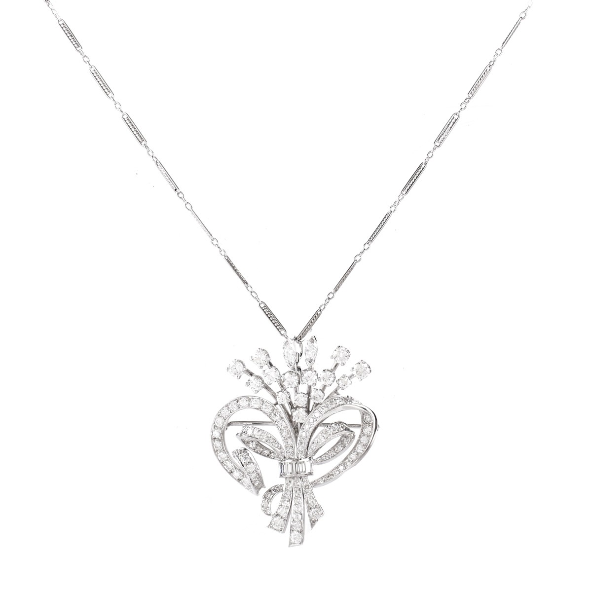 7.50ct TW Diamond and Platinum Pendant / Brooch