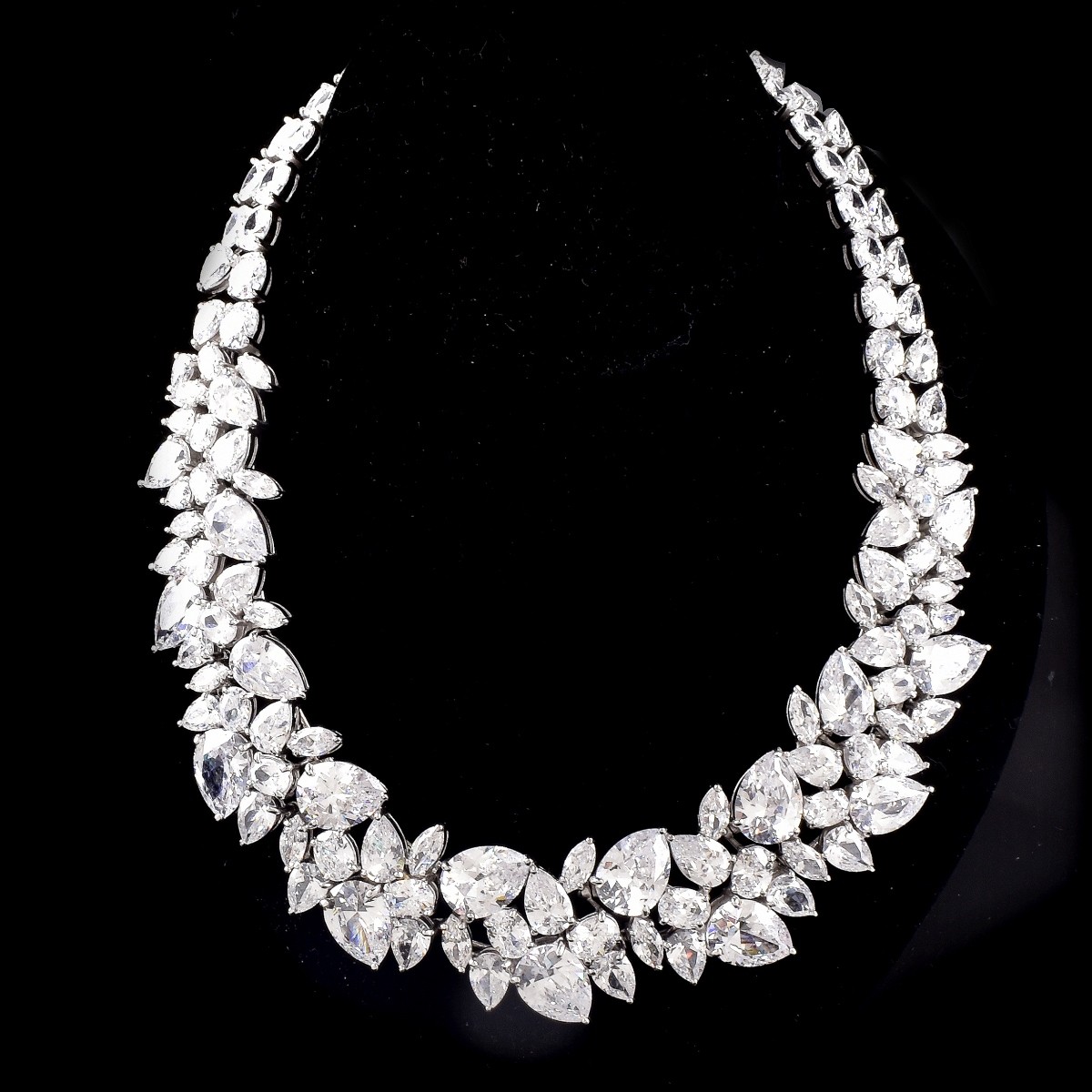 Harry Winston style CZ and Silver Necklace | Kodner Auctions