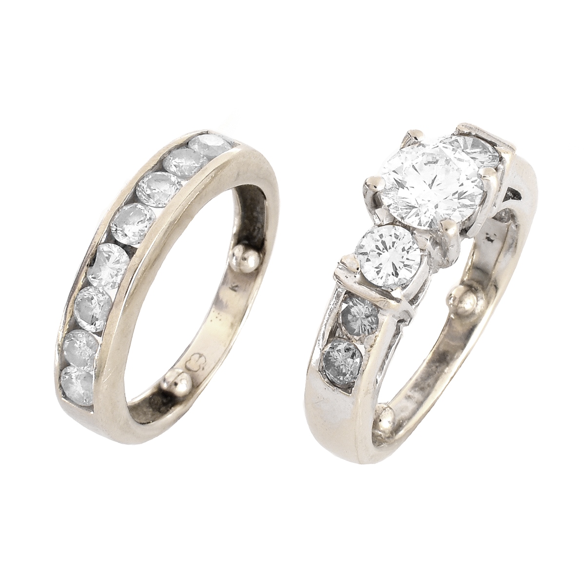 GIA Diamond and 14K Gold Wedding Set