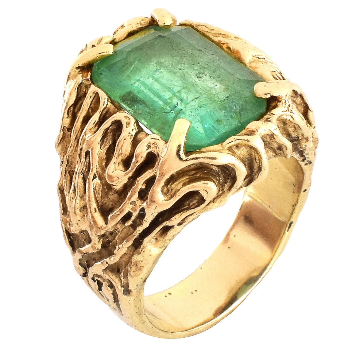 Man's Emerald and 14K Gold Ring